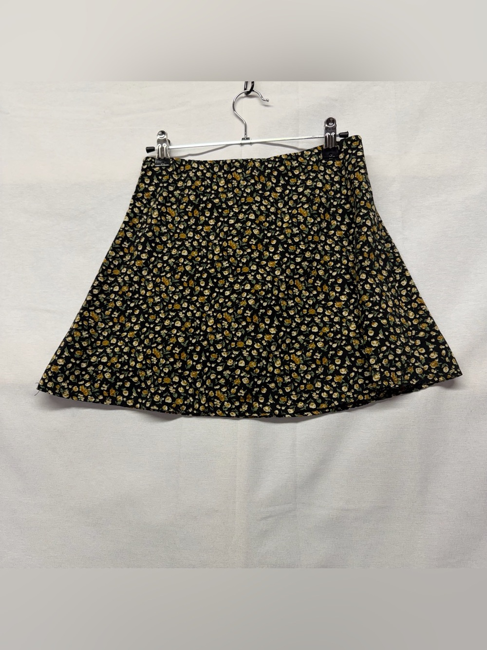 Princess Polly Maleny Black HighWaist Mini Skirt with Yellow Cream Floral Print